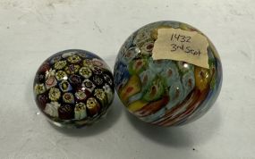 Two Glass Decorative Paper Weights