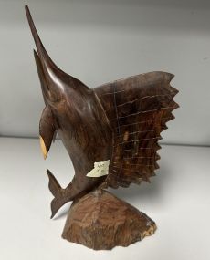 Hand Carved Wood Sailfish Sculpture