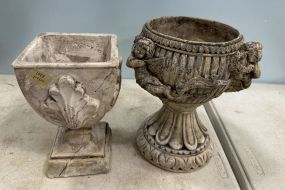 Two Decorative Plaster Planter Urns