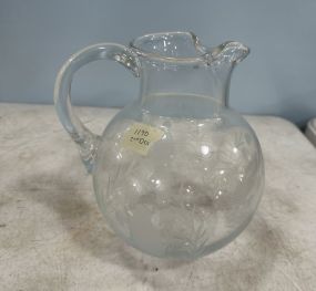 Etched Glass Water Pitcher