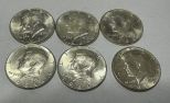 6 1964 Kennedy Half Dollars