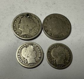 1899 Barber V Nickel, 1903 Barber V Nickel, 1913 Barber Dime, 1897 Barber Dime