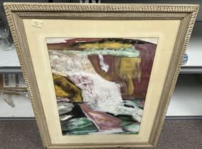 Edith Hart Signed Landscape Watercolor Water Fall