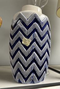 Home Goods Zig Zag Blue Ceramic Flower Vase