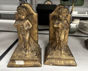 Pair of Milano Resin Gold Figural Bookends