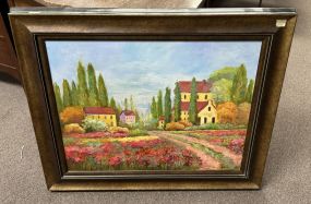 Signed Betty Hamilton Large Town Scene Painting