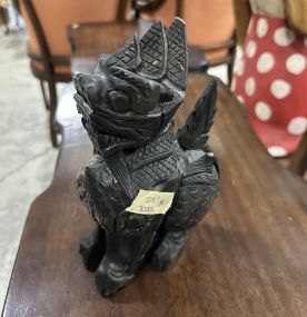 Wood Carved Foo Dog Sculpture