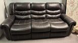 Dark Brown Suede Like Three Cushion Sofa