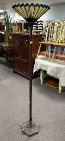 Faux Stained Glass Torchiere Floor Lamp