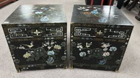 Pair of Chinese Painted Black Sides Tables