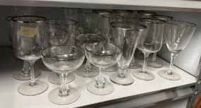 Set of Silver Rimmed Crystal Stemware