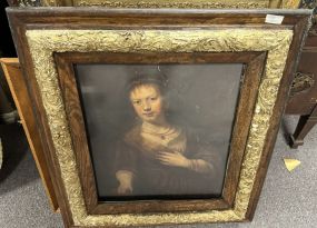 Antique Oak Portrait of Woman