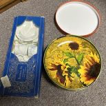 Box of Demitasse Set and Sunflower Plates