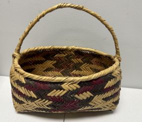 Choctaw Basket Hand Woven and Hand Cut Cane Gathering Basket