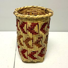 Choctaw Basket Hand Woven and Hand Cut Cane