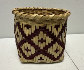 Choctaw Basket Hand Woven and Hand Cut Cane