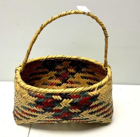 Choctaw Basket Hand Woven and Hand Cut Cane