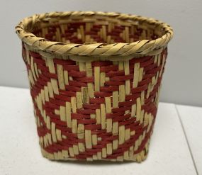 Choctaw Basket Hand Woven and Hand Cut Cane