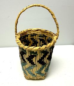 Choctaw Basket Hand Woven and Hand Cut Cane