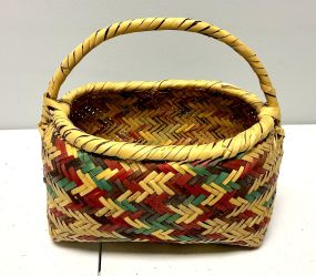 Choctaw Basket Hand Woven and Hand Cut Cane