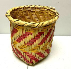 Choctaw Basket Hand Woven and Hand Cut Cane