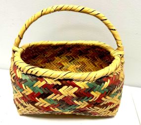 Choctaw Basket Hand Woven and Hand Cut Cane