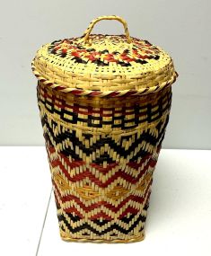 Choctaw Basket Hand Woven and Hand Cut Cane