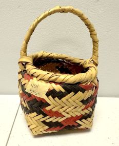 Choctaw Basket Hand Woven and Hand Cut Cane