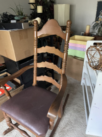 Ladder back, leather bottom rocker