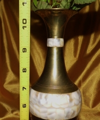 Vintage Brass And Pearl Vase