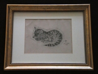 Original Foujita Reclining Cat