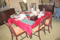 Complete dining room suite in mahogany.