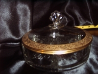 Antique Glass Candy Dish with gold trim