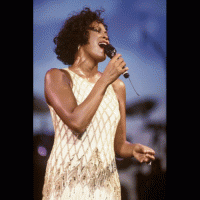 Whitney Houston in one of the dresses to be sold.