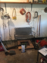 Outdoor Bench and Misc. yard and garage items 