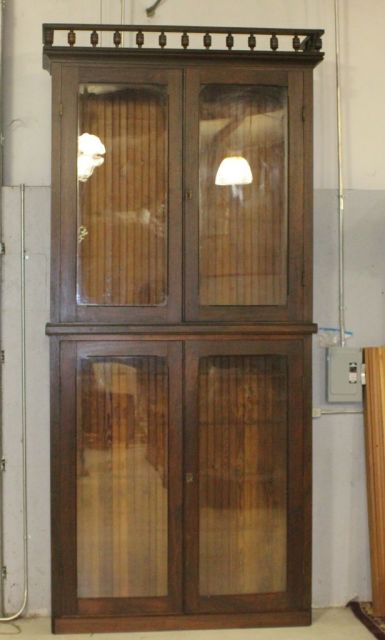 Walnut Two Door Over Door Door Bookcase