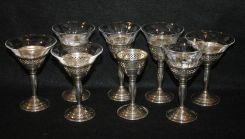 Set of Eight Sterling Glass Holders