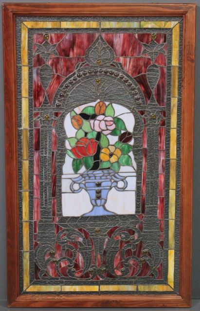 Stain Glass Window in Wooden Frame