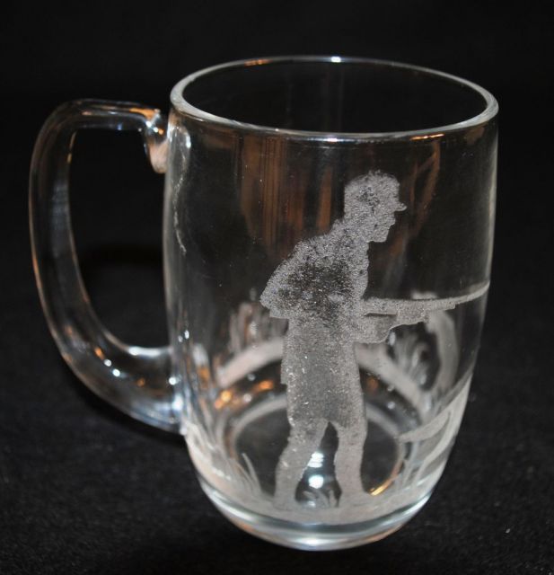 Heisey Crystal Whaley Beer Mug w/ Sportsman Etch