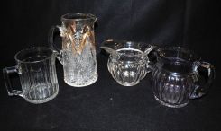 4 Heisey Pitchers/Tankards: Fancy Loop, 2 Narrow Flute, Colonial