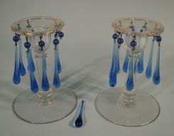 Pair of Heisey Crystal #105 Pembroke Candlesticks